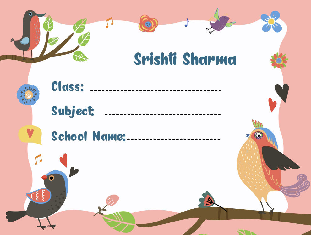 School Notebook Labels - Birds Theme