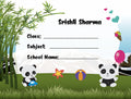 School Notebook labels - Cute Panda