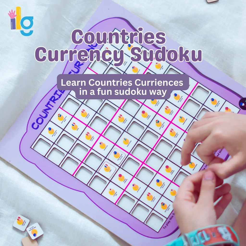 iLearnNGrow Countries Currency Sudoku Board Game – Educational Puzzle for Kids