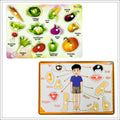 Vegetable & Body Parts Characters Knob & Pegged Puzzle for Kids