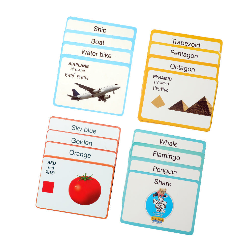 Flash Cards -(Means of Transport, Colors, Shapes, Aquatic Life)