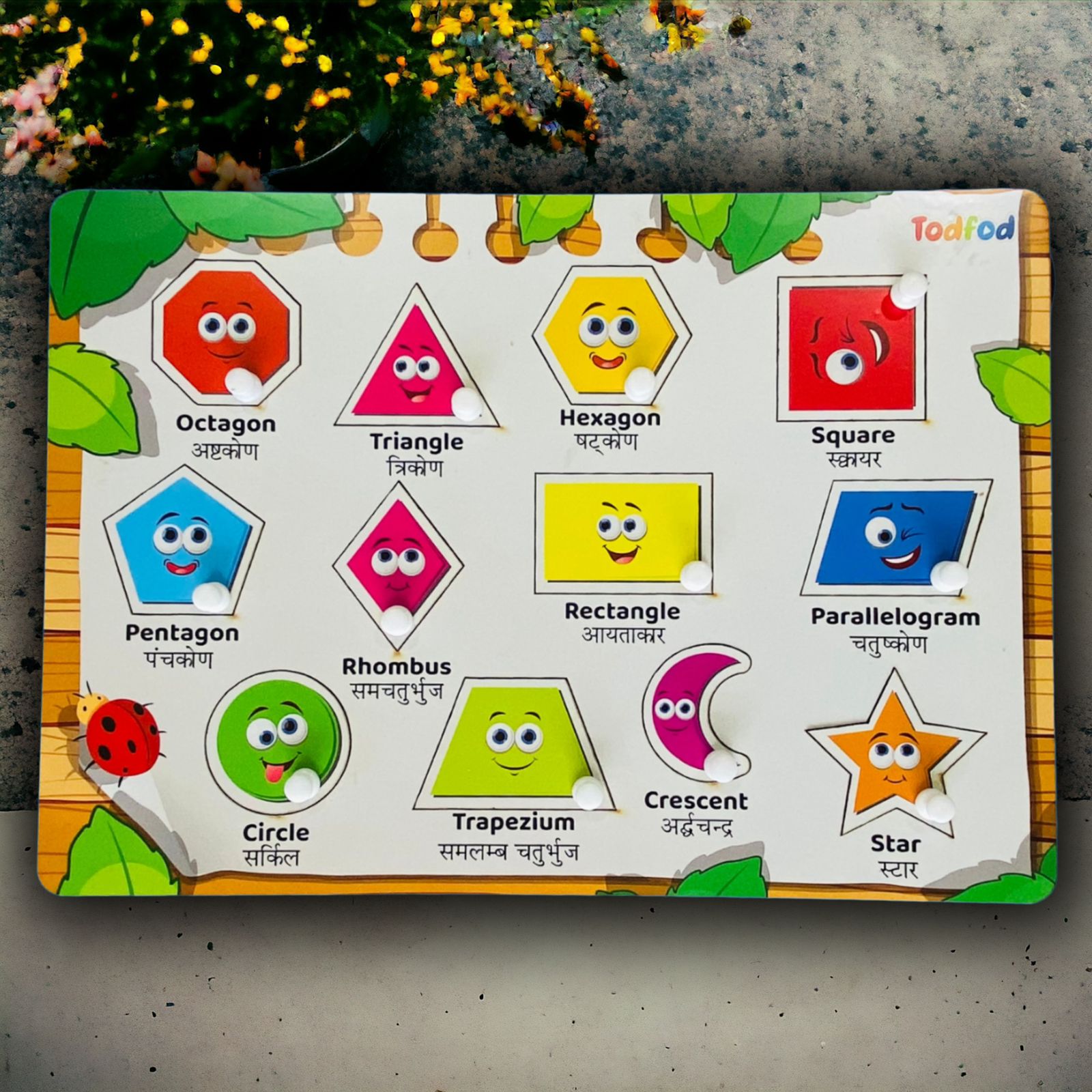 Birds & Shapes Characters Knob & Pegged Puzzle for Kids