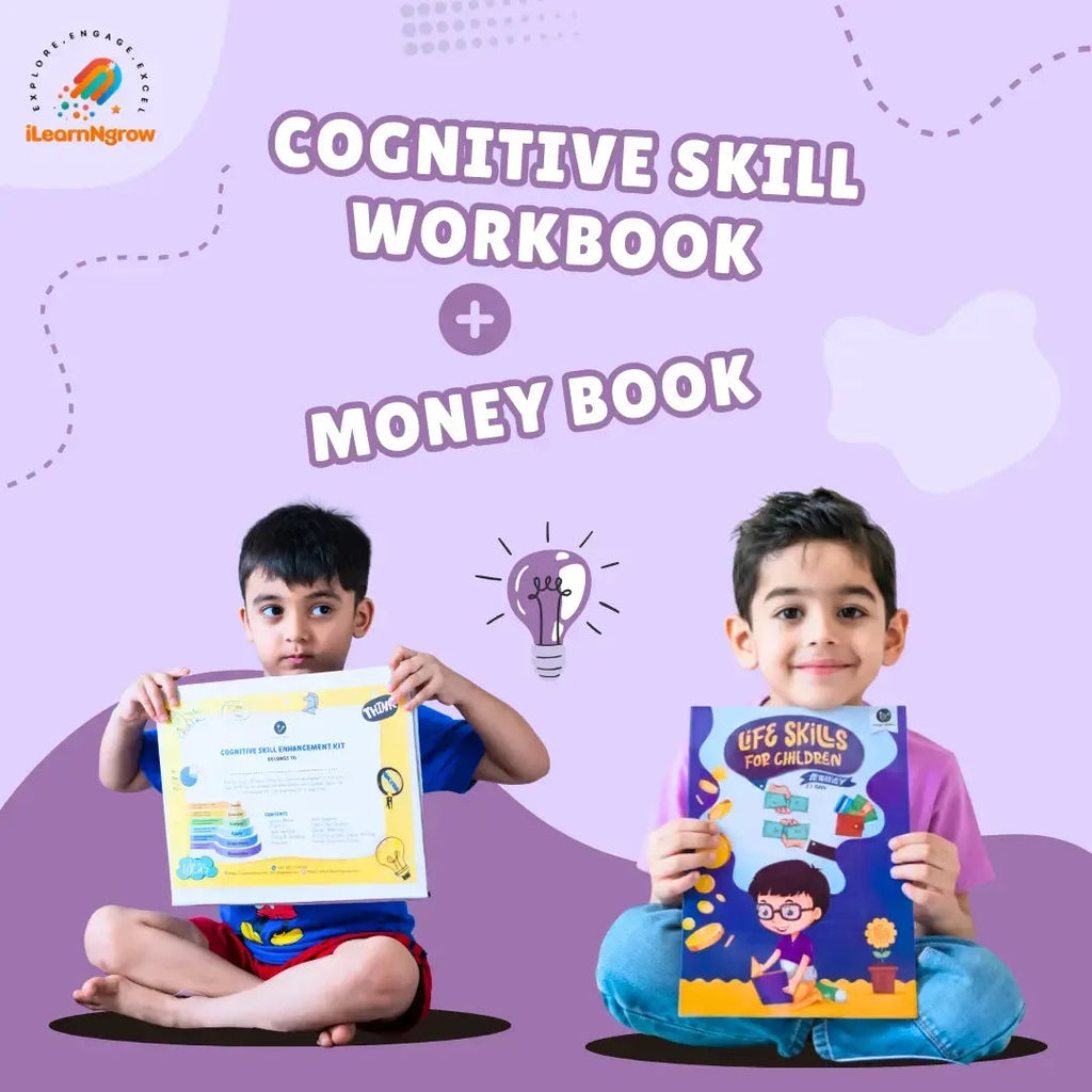 Cognitive Skill Workbook & Money Book Combo for Kids – Thinking Skills & Financial Literacy Set