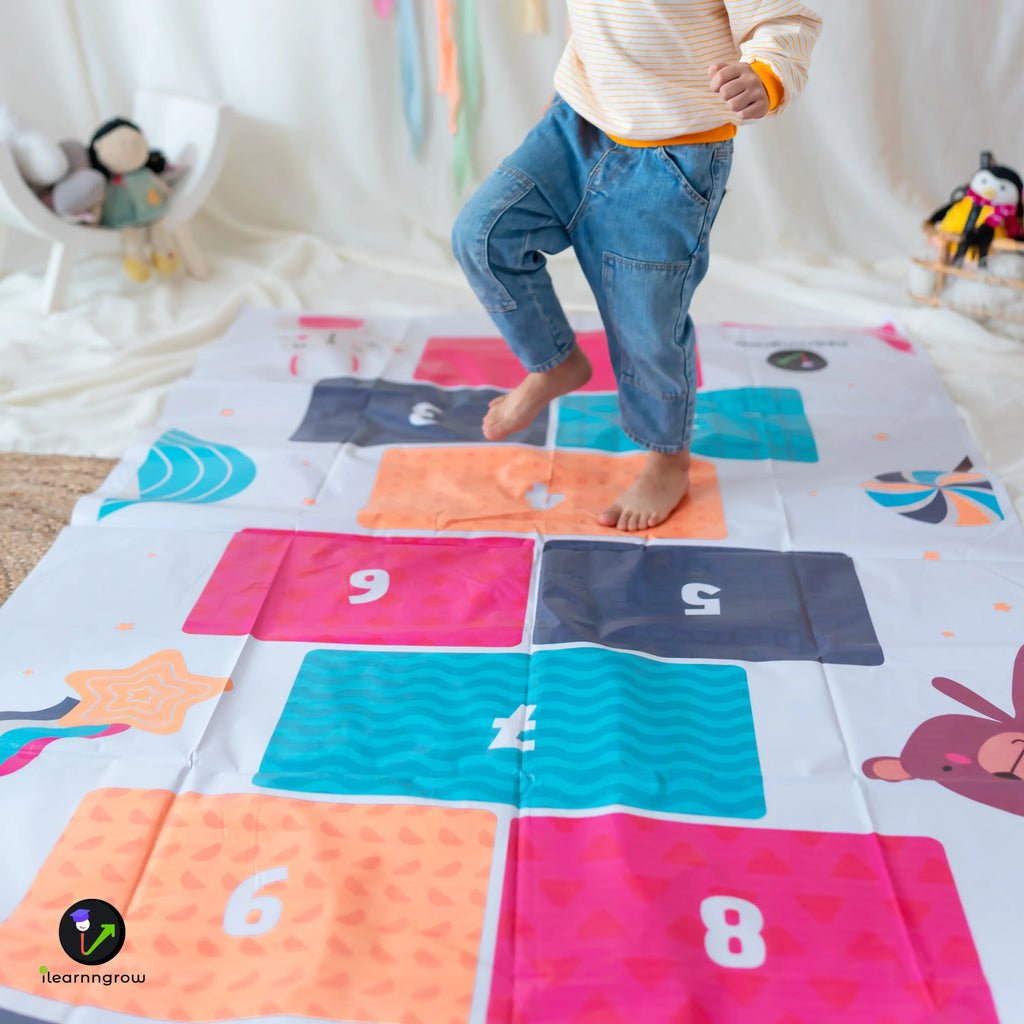 iLearnNGrow Hop Scotch Play Mat – Fun, Interactive Activity Mat for Kids