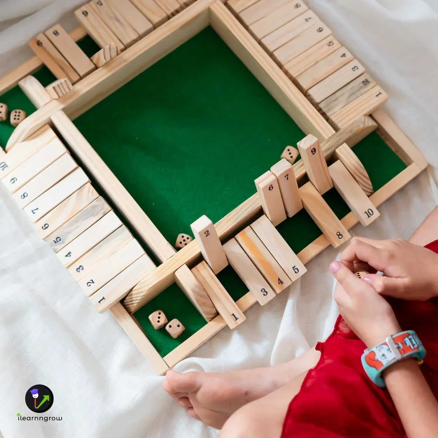 iLearnNGrow Shut The Box – Classic Wooden Shut the Box Dice Game