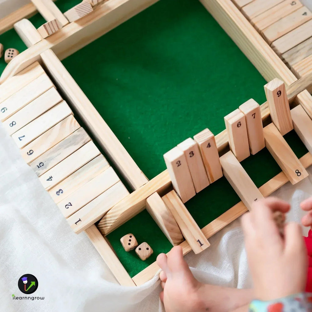 iLearnNGrow Shut The Box – Classic Wooden Shut the Box Dice Game
