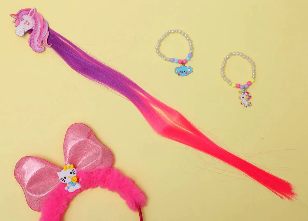 iLearnNGrow Unicorn Face Hair Extension – Colorful Clip-On Hair Accessory for Kids