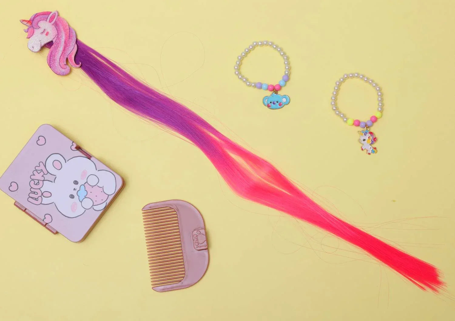 iLearnNGrow Unicorn Face Hair Extension – Colorful Clip-On Hair Accessory for Kids