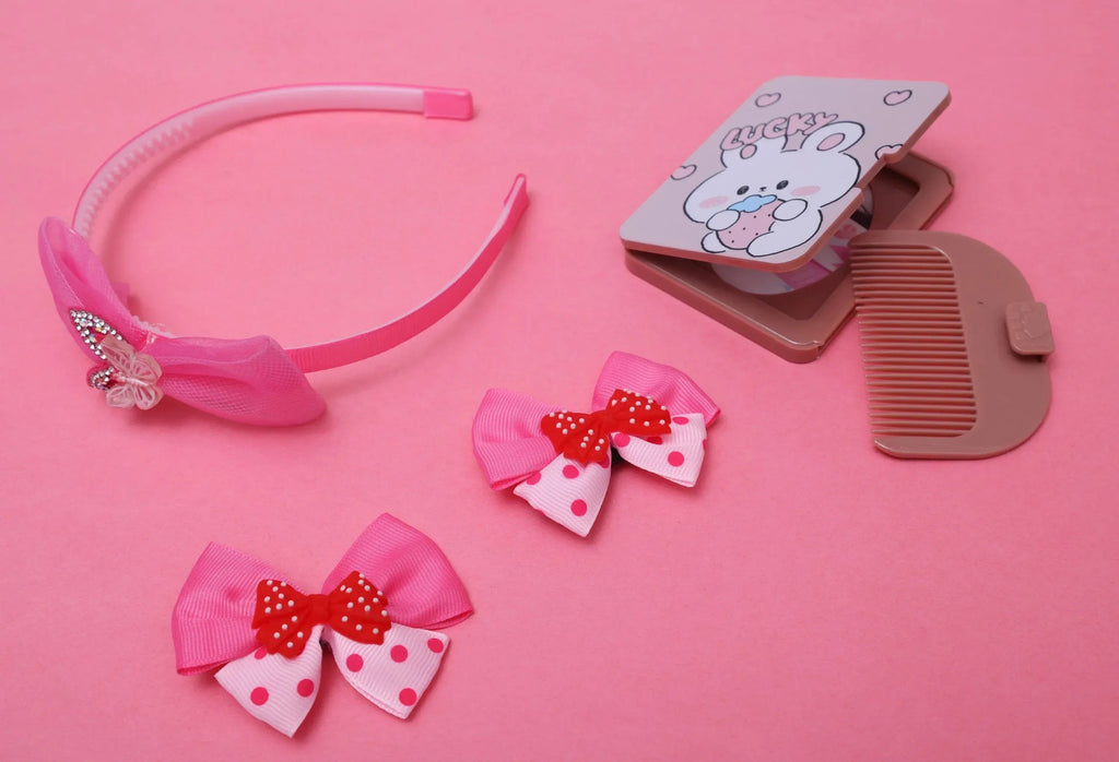 iLearnNGrow Bow Hair Accessories Set (Pastel Pink)