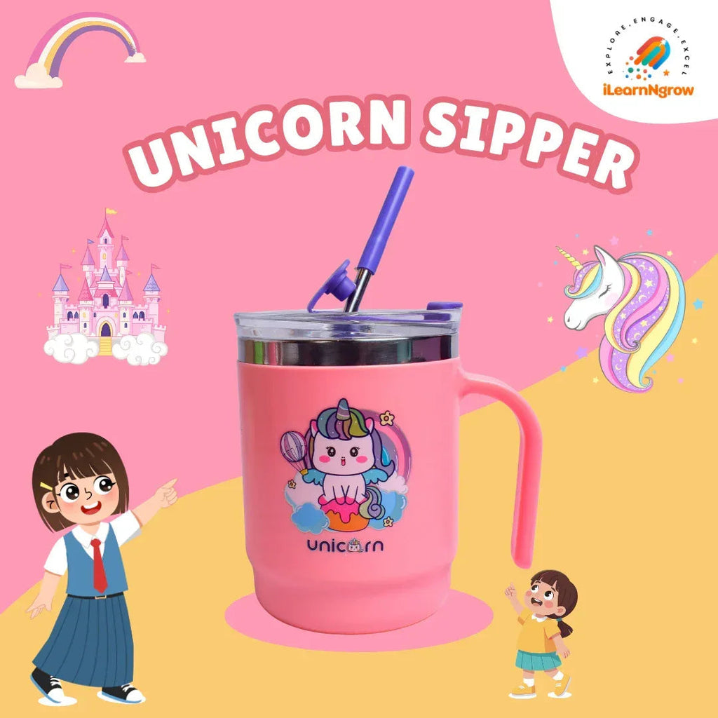 Unicorn Fun Bundle for Kids – Sipper Bottle, Eraser & Wallet | Magical Unicorn Gift Set